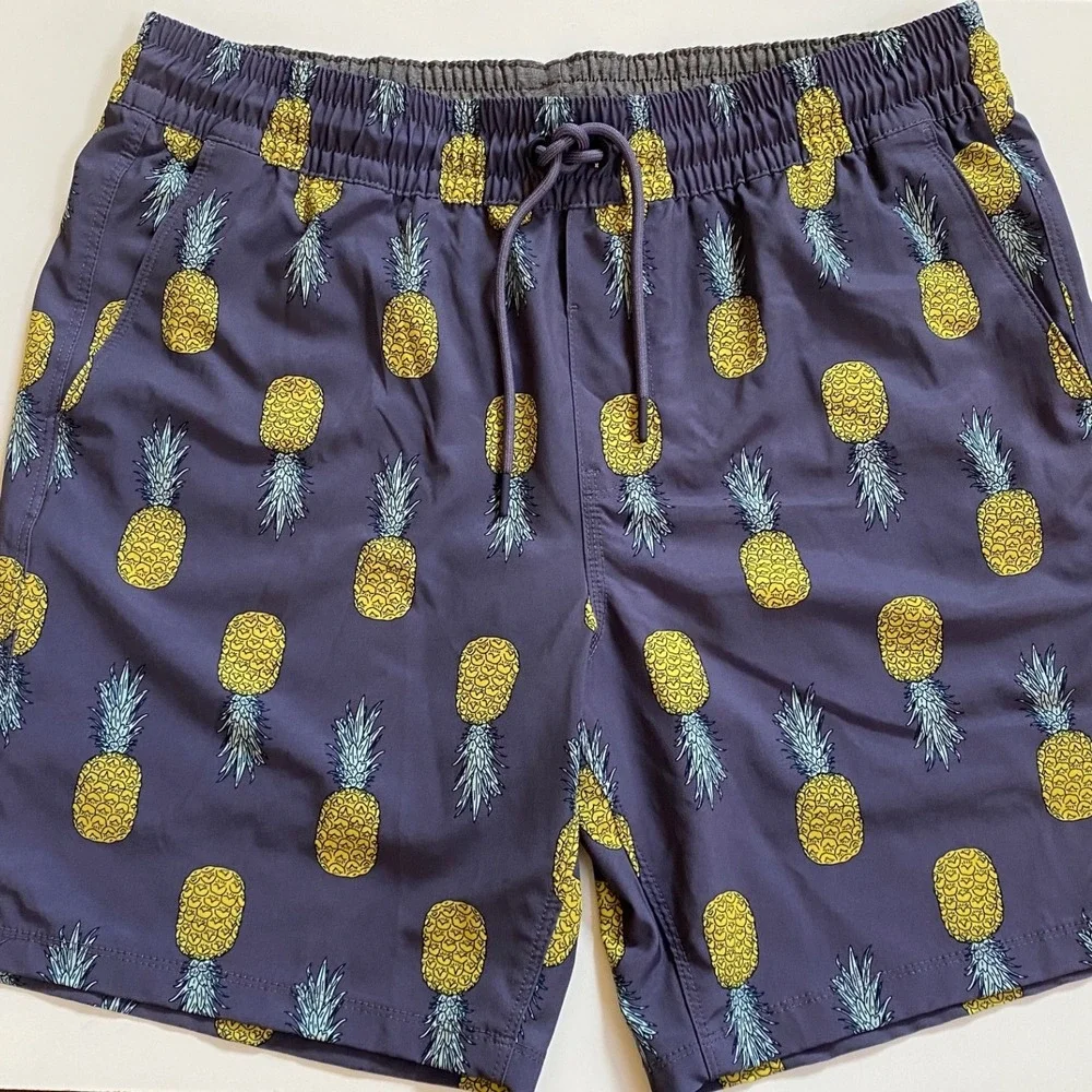 Hurley Men's L Pineapple Volley Elastic Waist‎ Blue Swim Trunks Board Shorts EUC - Picture 8 of 10